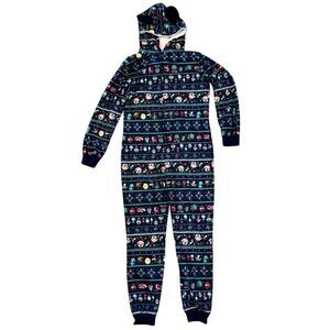 Disney Parks 2020 Holiday One Piece Pajamas - Youth XL, Blue/Red/Green, Unisex